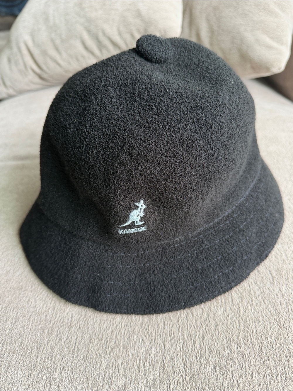 KANGOL Bermuda Casual Black Furgora-Style Bucket Hat - Size Large